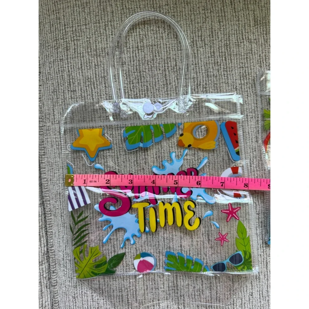 Summer‎ Pool Party Clear PVC Favor Bags Lot of 10 Tropical Beach Theme Reusable